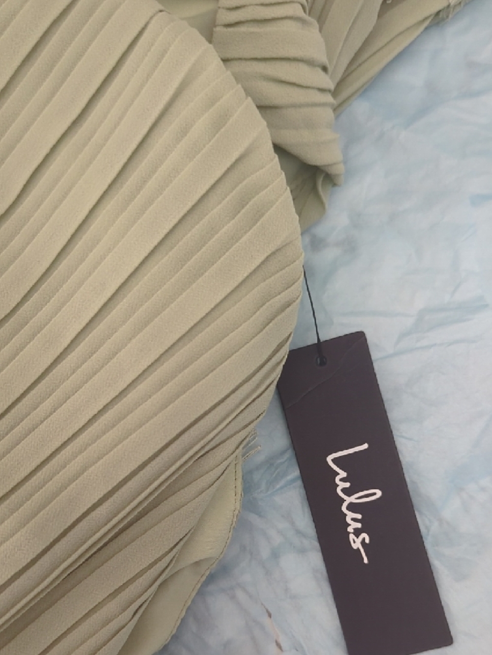 Lulu's Sage Green Tiered Pleated Midi Dress currently sold out in this size - Picture 3 of 9